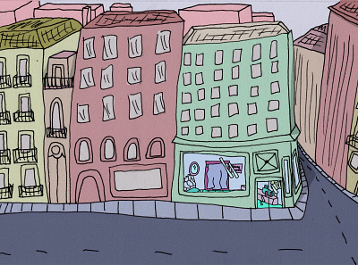 City Est. Shot animation background city colorful cute establishingshot illustration pastel