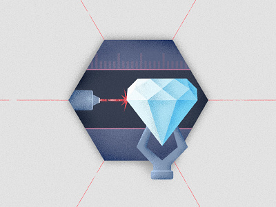 Diamond factory crystal cut diamond factory illustration laser red sharp texture