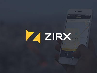 ZIRX app application arrow identity logo logotype navigation on demand parking phone startup valet