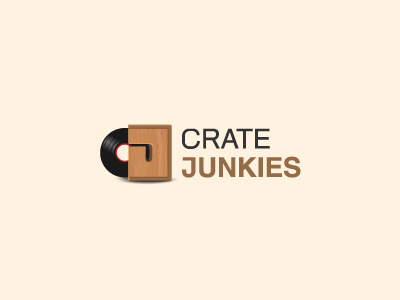 Crate Junkies cj crate dj junkies junky logo monogram plate record texture typography vinyl wood