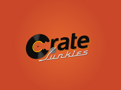 Crate Junk 3 break crate dj junkies logo music needle plate record retro typography vintage vinyl