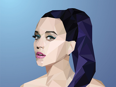 Katy Perry famous girl illustration illustrator polygon portrait shapes tesselation triangle vector