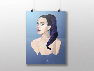 Katy Perry Polygon Art art famous female illustration illustrator polygon portrait poster shapes tesselation triangle vector