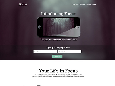 Focus Website Design app design flat icon identity iphone large image layout photo ui web site website