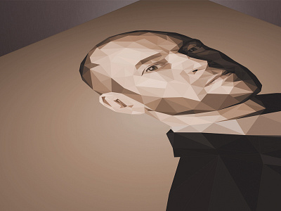 Derren Brown brown face famous geometric illustration polygon portrait triangle