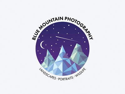 Blue Mountain Logo Concept design graphic design logo logo design logo mockup moon mountain mountains photography shooting star stars