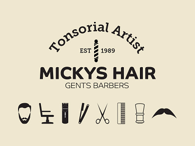 Barber Logo & 8 Bonus Icons barber logo barbering hairdresser logo logo design