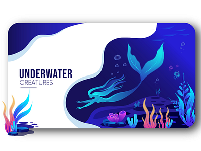 Underwater Creatures flat illustration illustration illustrator mermaid underwater