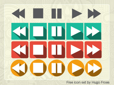 Free player icon set flat free icon player ui vector