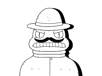 Colonel Frog art black and white cartoon character dark design drawing frog illustration sketch