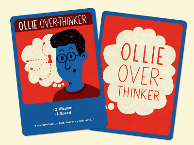 Ollie Over-Thinker Player Persona board game design digital illustration game art game design handlettering illustration tabletop game