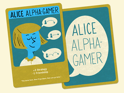 Alice Alpha-Gamer Player Persona board game design digital illustration game art game design hand lettering handlettering illustration tabletop game