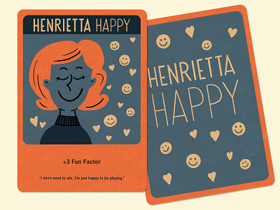 Henrietta Happy Player Persona board game design digital illustration game art game design hand lettering handlettering illustration tabletop game