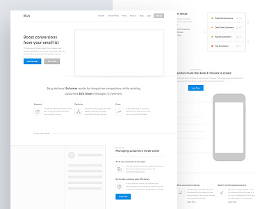 Bizzy Website Wireframe chart conversion dashboard data graph metrics phone segmentation ui web design