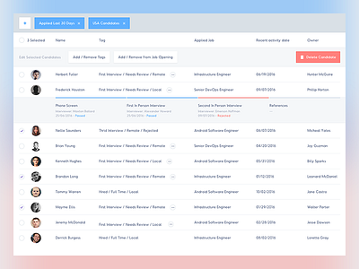 Hireorbit Candidate Management chart conversion dashboard data graph metrics phone segmentation ui web design