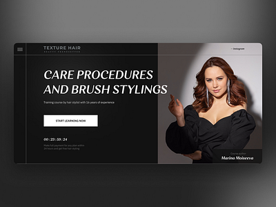 Texturehair — online course landing page design landing page online course web design