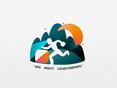 Series of logos for orienteering competition. lights logo moon night orienteering running simple logo sport trail trail running