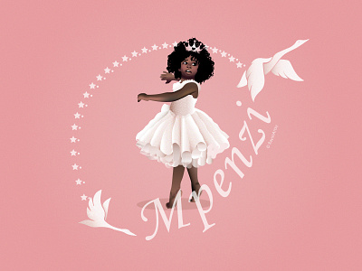 Mpenzi african art black girl childrens illustration dark skin design illustration illustrator princess swan vector