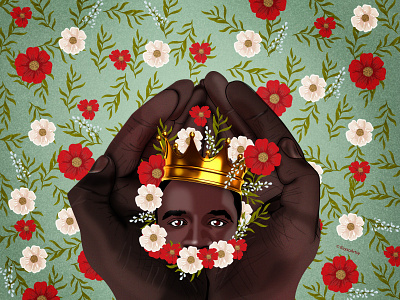 Mfalme - King african art dark skin design floral hands illustration illustrator prince royal vector