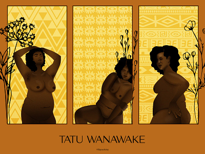 Tatu Wanawake african art body positive dark skin design illustration illustrator ladies natural nudeart vector women