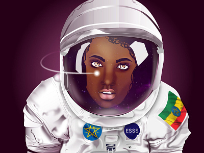 Nyota - Star african art astronaut black art black artist black girl black women character design dark skin design galaxy graphic design illustration illustrator sci fi stars vector