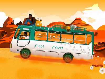 Basi - Bus african art bus character design design illustration illustrator mountains road trip scenery vector