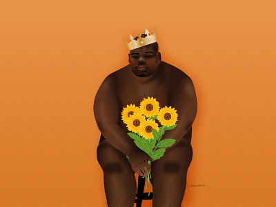 Kubwa Kijana - Big Boy african art big man black art black artist body positive character design dark skin design illustration illustrator king minimal nudeart sunflowers vector