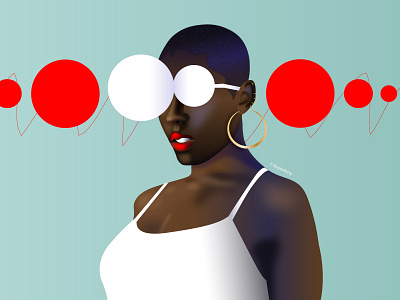 Aliona - She Saw art black girl dark skin design illustration illustrator minimal red lips retro sexy vector