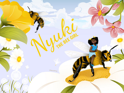 Nyuki - Bee african art black girl character design children book illustration childrens illustration dark skin design illustration illustrator vector