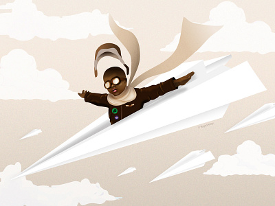 Ataruka - He Will Fly african art black art black artist black boy character design childrens illustration dark skin design fly illustration illustrator minimal paper plane pilot vector