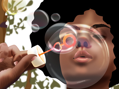 Pigo - Blow african afro art black art black artist blowing bubbles bubbles character design childrens illustration dark skin design illustration illustrator vector