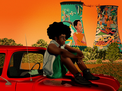 Soweto - Johannesburg africa african afro art black art black artist black boy character design dark skin design evening illustration illustrator johannesburg places south africa travel vector