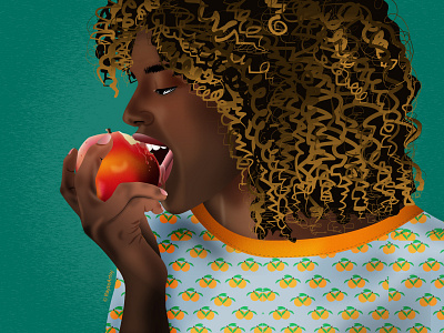 Tofaa na Machungwa - Apples and Oranges apple art black girl curly hair dark skin design eating illustration illustrator orange vector