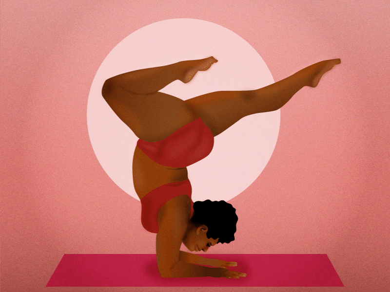 Mountain High animation art black girl body positive character design dark skin design gif illustration vector yoga yoga pose