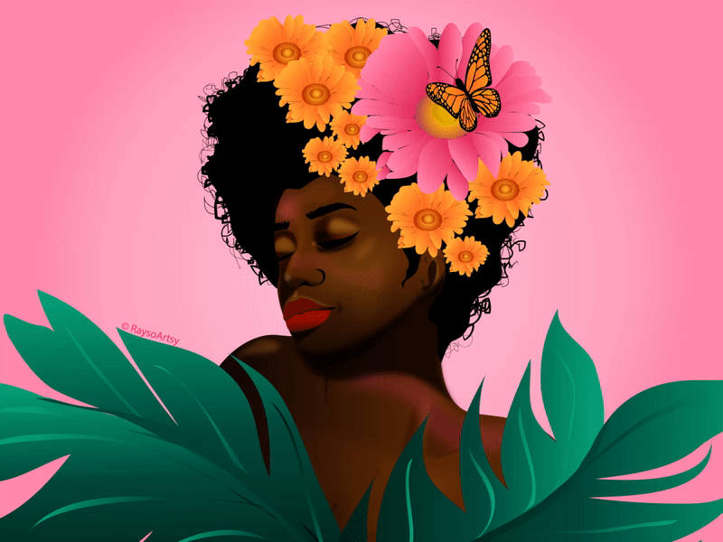 Protect black women and black girls african african woman afro animation animation after effects art black art black girl black woman butterflies dark skin design fly gif illustration illustrator vector