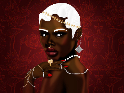 Icy art black art black artist black girl bling character design dark skin design floral gold illustration illustrator jewelry red rich sexy silver sparkle vector