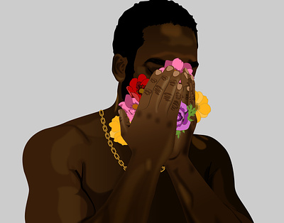 Allergies african art black black art black artist black man character design dark skin design face floral gold hands illustration illustrator minimal sexy vector