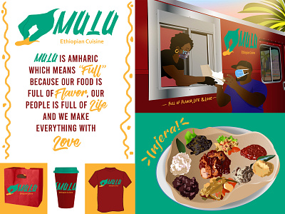 Mulu Ethiopian Food Truck african art design dribbbleweeklywarmup ethiopian food truck illustration illustrator logo rebound vector visual identity