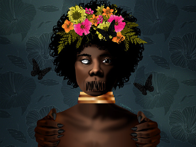 That Bad Feeling african art black art black artist black girl character design dark skin design dribbbleweeklywarmup floral illustration illustrator spooky spooky season vector zombie