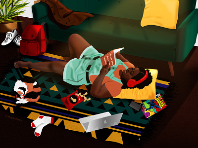 Hangin Out african afro art black art black artist black girl character design chillin dark skin design dribbble hiphop illustration illustrator teenager vector