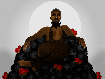 Silas african art black art black artist black girl character design dark skin design goth illustration illustrator queen scarlet skulls spooky vector