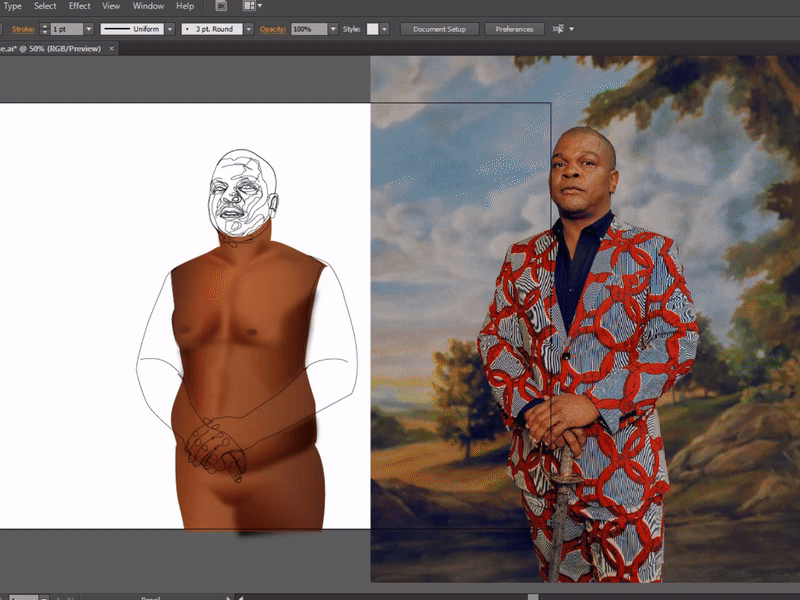 Kehinde Wiley Homage In The Making art black art black artist dark skin design dribbble dribbbleweeklywarmup fan art illustration illustrator vector