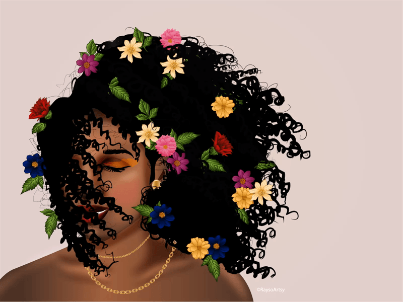 Windy african animated gif art black artist black girl character design dark skin design gif hair illustration illustrator vector