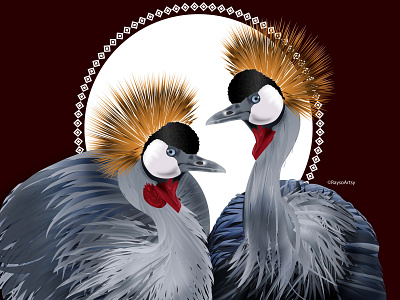 Crowned African Cranes african animal art birds black artist crane design dribbble illustration illustrator majestic vector wildlife