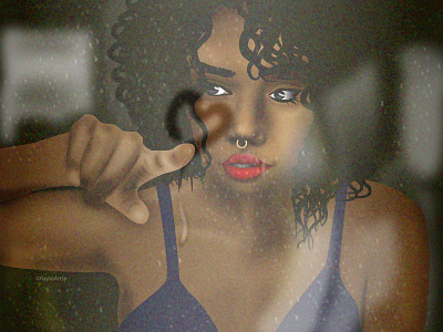 Let it Rain african art black art black artist black girl character design dark skin design dribbble heart illustration illustrator love rain sexy vector
