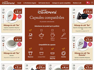 E-commerce site products card coffee e commerce
