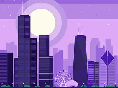 Chicago Skyline bean building chicago city cityscape flat illustration illustrator skyline travel vector