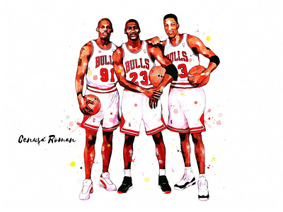 bulls 1998 basketball illustration