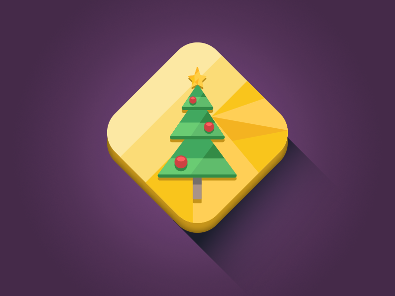 Christmas Tree Icon flat vector longshadow diamond minimal icon christmas tree xmas