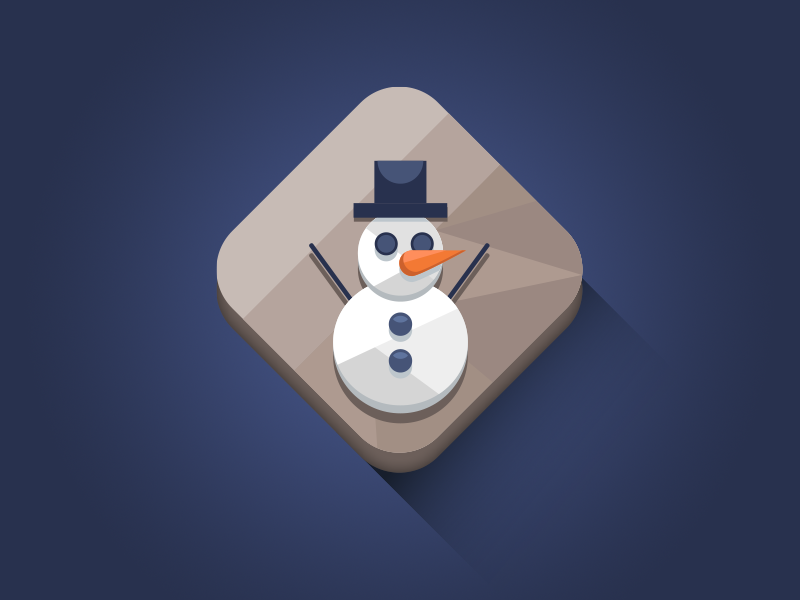 Snowman Icon flat vector diamond icon minimal winter snowman longshadow